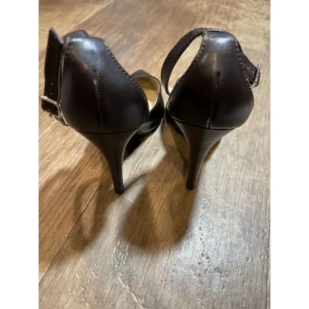 Colin Stuart High Heels Womens Size 8 M Brown Pointed Closed Toe Ankle Strap